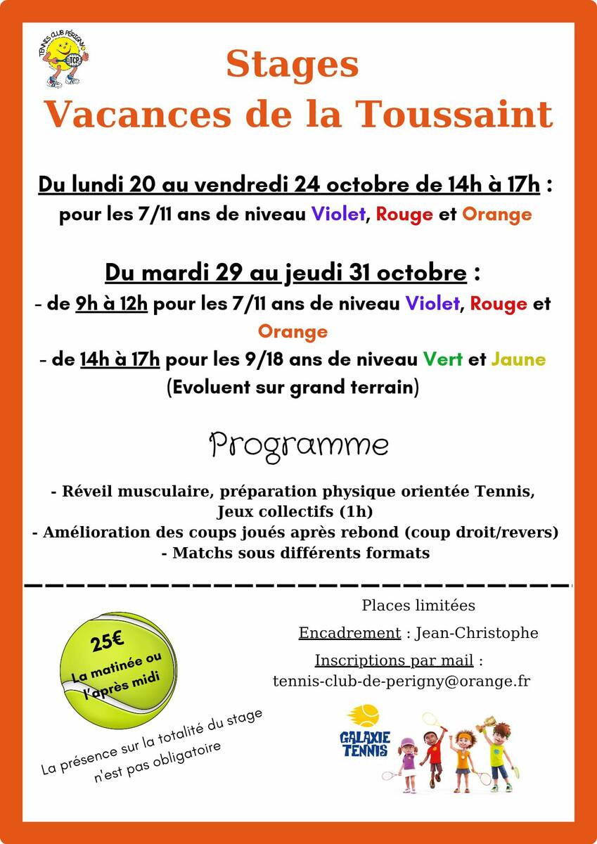 Stages Vacances de Toussaint 2025