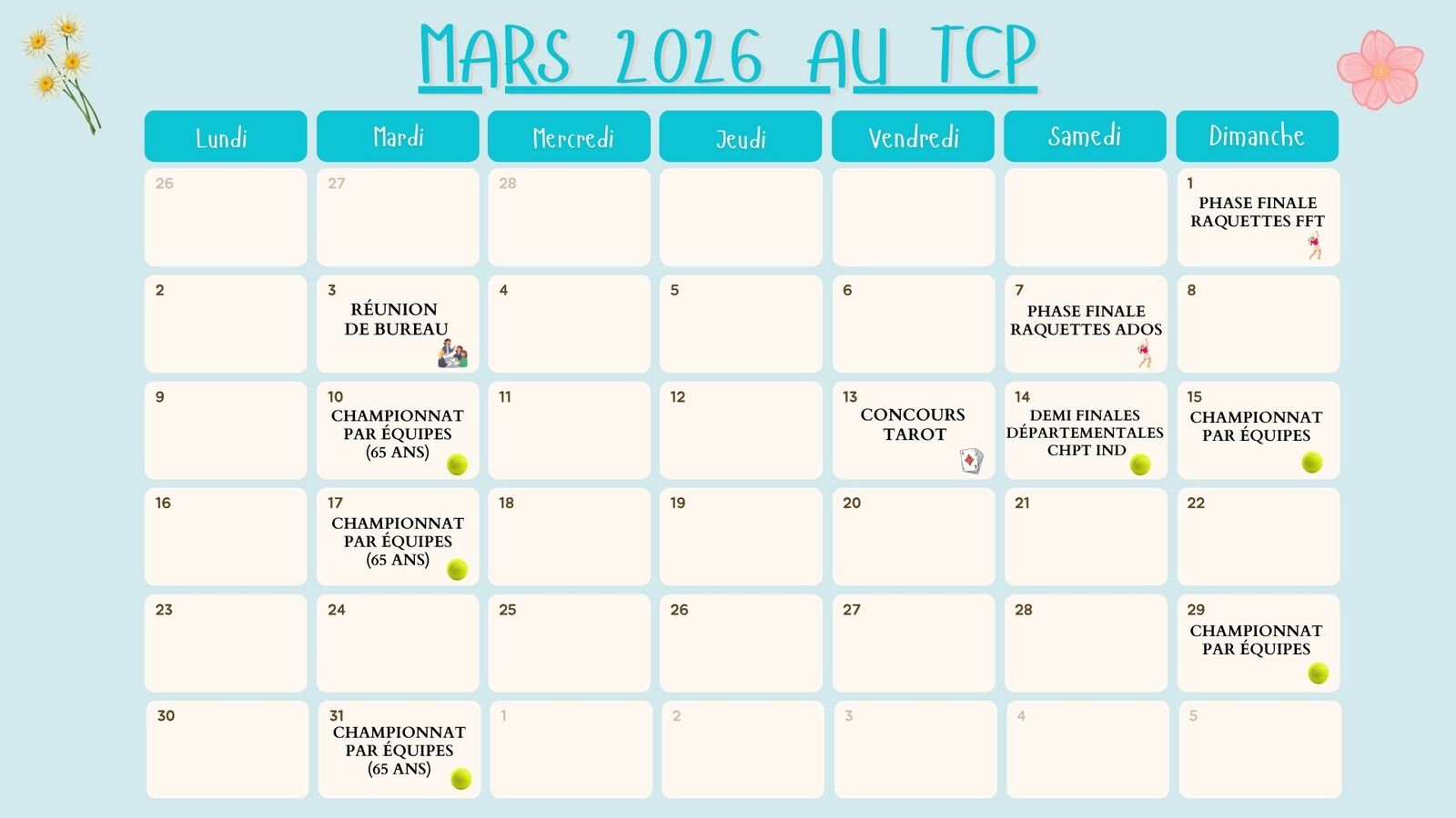 Programme de mars 2026