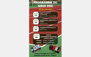 Programme du WE du 25/26 janvier