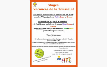 Stages Vacances de Toussaint 2025